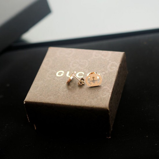 Gucci Symmetrical GG Frosted Surface Gold Silver Rose Gold Stud Earrings