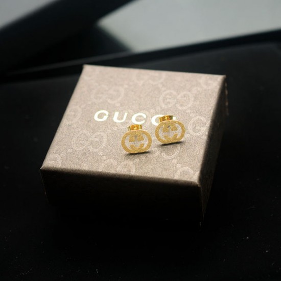 Gucci Symmetrical GG Frosted Surface Gold Silver Rose Gold Stud Earrings