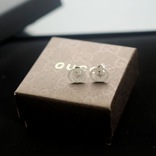 Gucci Symmetrical GG Frosted Surface Gold Silver Rose Gold Stud Earrings