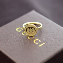Gucci GG Logo Circular Shape Fashion Golden Color Ring