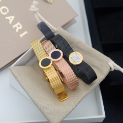 Bvlgari Weave Watch Chain Strap Gold Black Rose Gold Bracelet