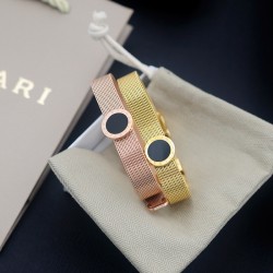 Bvlgari Weave Watch Chain Strap Gold Black Rose Gold Bracelet