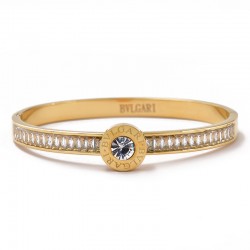 BVLGARI Women's Luxury Fashion Bangle Shiny Diamond Decoration Jewelry Rose Gold Color Bracelet